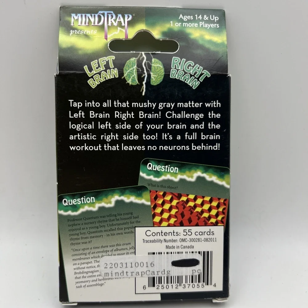 Mindtrap Left Brain Right Brain Solve Language Logic Picture‎ Puzzles Artistic